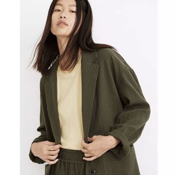 NEW‎ Madewell Diamond Jacquard Shaw Blazer, M - Picture 1 of 16